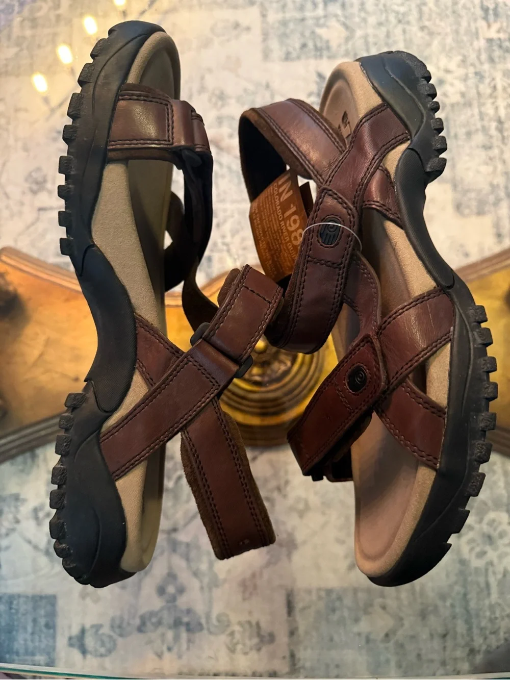 Vintage Teva Fisherman Brown Leather Hiking Adjustable Waterproof Sandals 13